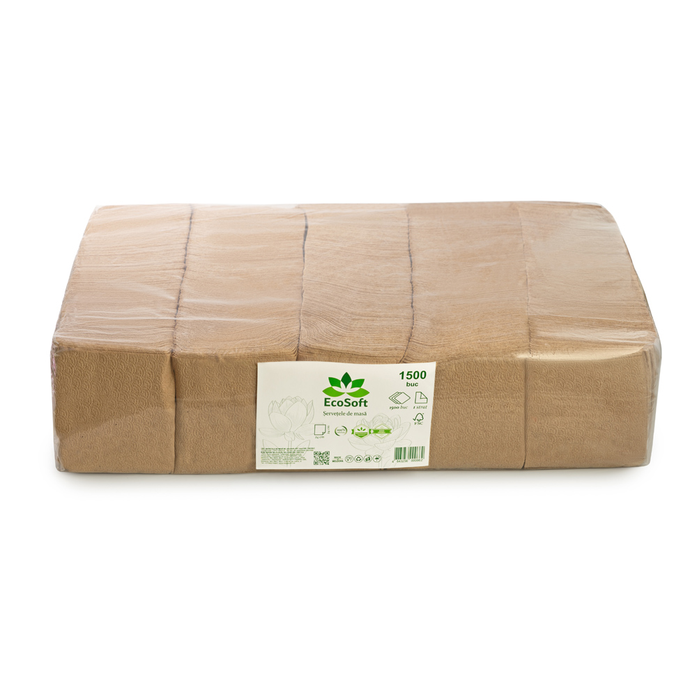 СС Ecosoft 1500 1 Салфетки столовые EcoSoft, 1 слой, 24*24 см, 1500 шт MIX
