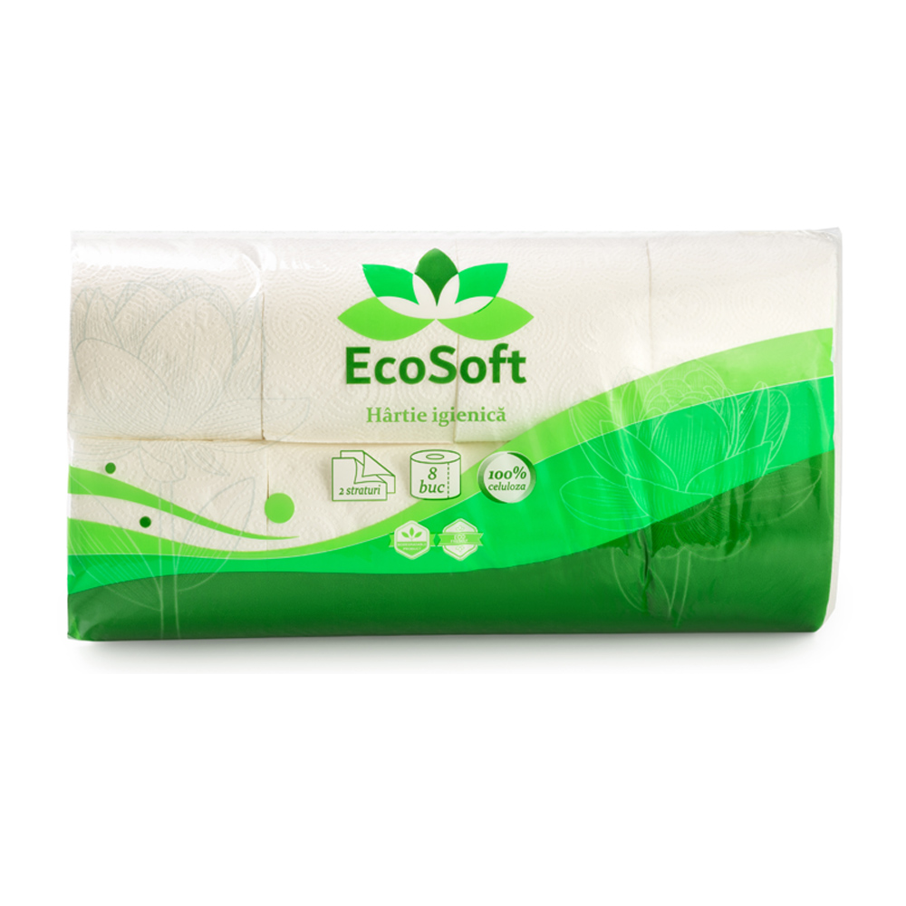 ТБ Ecosoft 8 шт Туалетная бумага EcoSoft, двухслойная, 8 рулонов